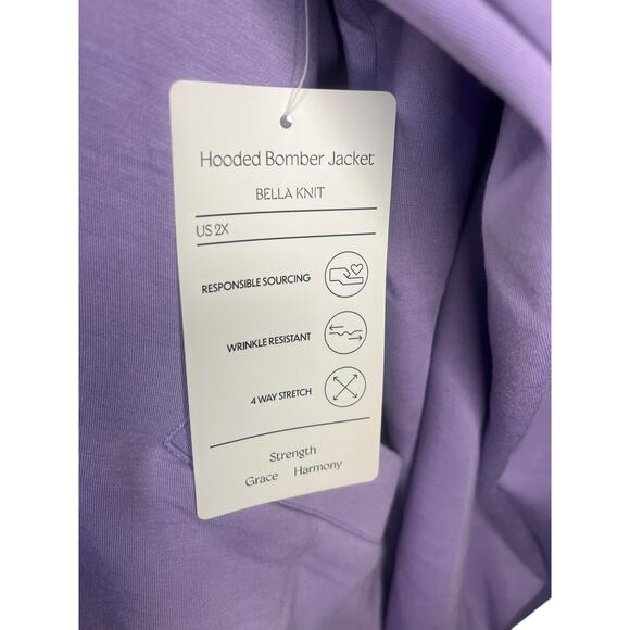 Isabella Active Wear Hooded Bomber Jacket Viola Purple Size 2X - Picture 3 of 4